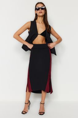 Trendyol Black Color Block Midi Knitted Skirt