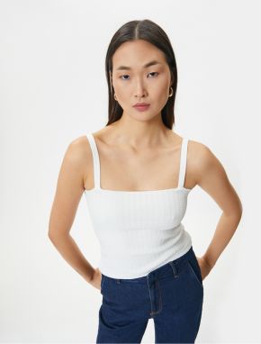 Koton Strappy Undershirt Textured Square Neck