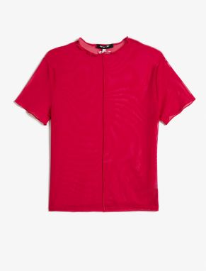 Koton Sports T-Shirt Crew Neck Short Sleeve Tulle Detailed