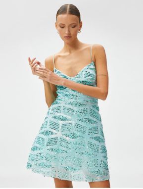 Koton Sequined Evening Dress with Mini Straps