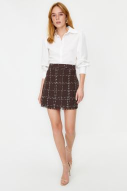 Trendyol Brown Tweed Fabric Mini Woven Skirt