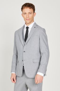 ALTINYILDIZ CLASSICS Men's Gray Slim Fit Slim Fit Mono Collar Patterned Vest Suit