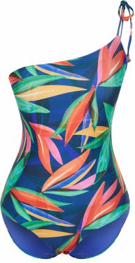 Trendyol Tropical Patterned One-Shoulder Tie Regular Swimsuit