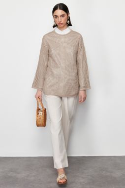 Trendyol Mink Openwork/Perforated Knitwear Sweater