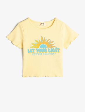 Koton Crop T-Shirt Short Sleeve Summer Theme Cotton