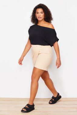 Trendyol Curve Mink Gabardine Mini Shorts Skirt