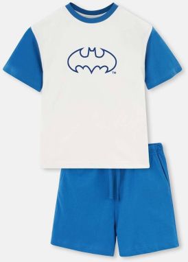 Dagi White Batman Printed Short Sleeved T-Shirt, Shorts and Pajamas Set