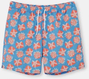 Dagi Blue-salmon Coral Pattern Mid Sea Shorts