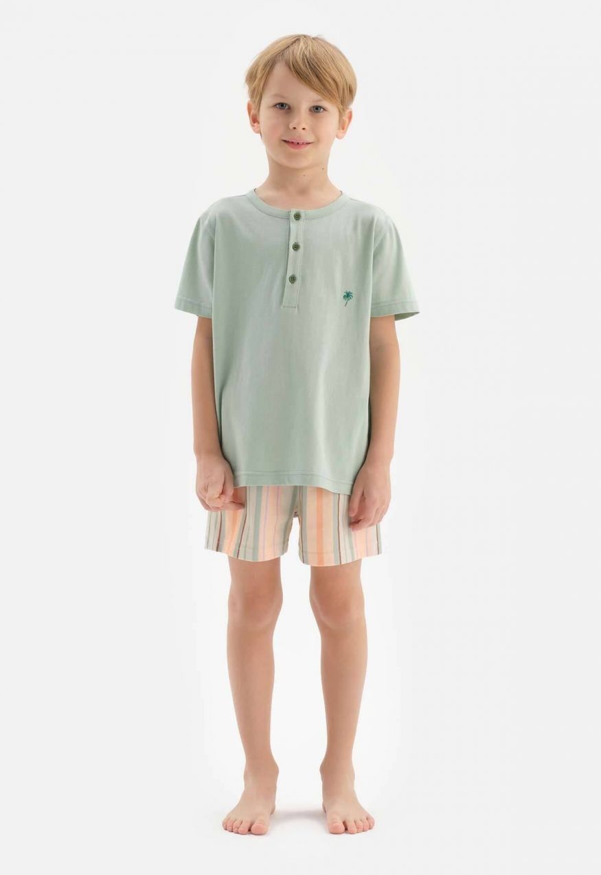 Dagi Mint Half Pops, Embroidery Detailed T-shirts, Shorts, Pajamas Set.