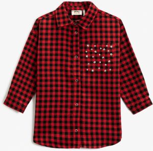 Koton Girls Red Plaid Shirt