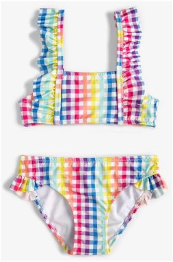 Koton Girls' Green Plaid Bikini Set