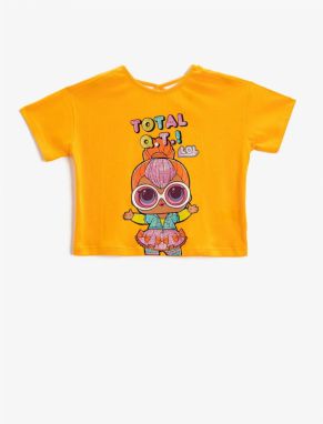 Koton Lol Printed Crop Licensed Cotton T-Shirt