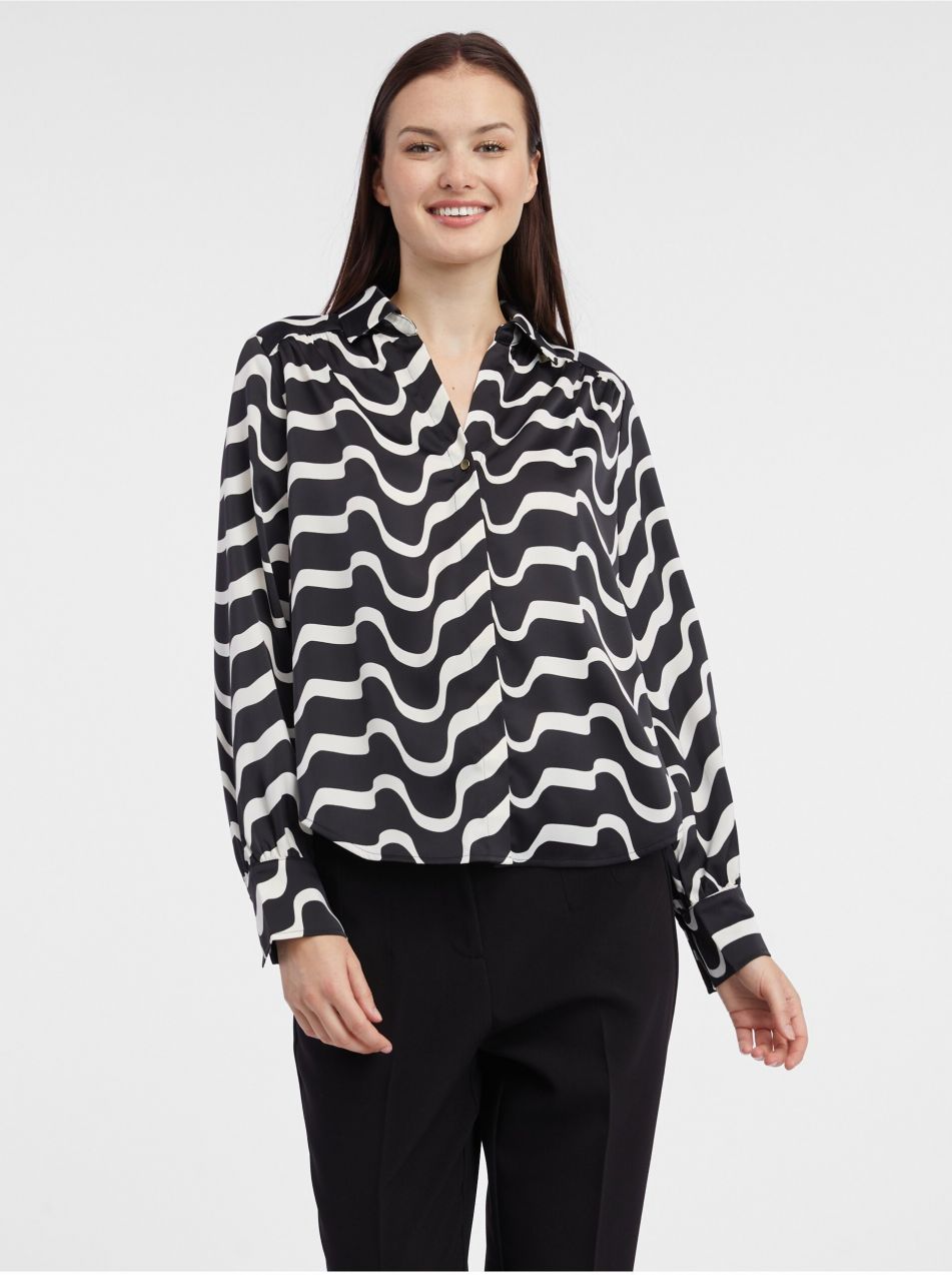 Orsay White-Black Ladies Patterned Blouse - Women