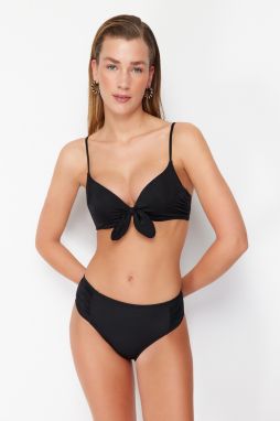 Trendyol Black Balconette Tie Bikini Top