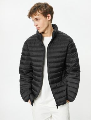 Koton Puffer Jacket Stand Collar Zipper Pocket Detailed