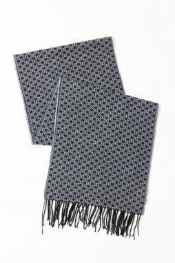 AC&Co / Altınyıldız Classics Men's Grey-Navy Blue Patterned Scarf