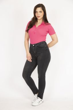 Şans Women's Smoked Large Size Lycra 5 Pocket Jeans