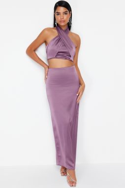 Trendyol Purple Satin Maxi Length Skirt