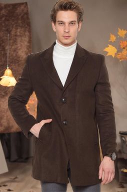 PLT8361 DEWBERRY SLIM FIT MEN'S COAT-PLAIN BROWN