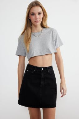 Trendyol Black High Waist Mini Denim Skirt