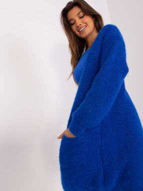 Cobalt blue knitted cardigan without closure