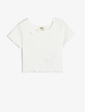 Koton Crop T-Shirt Short Sleeve Ribbed Cotton