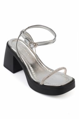 Capone Outfitters Women's Platform Ankle Band Metallic Stone Sandals