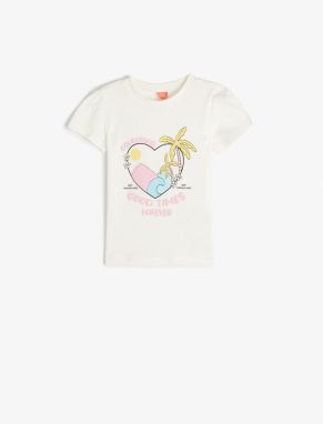 Koton T-Shirt Short Sleeve Heart Printed Cotton