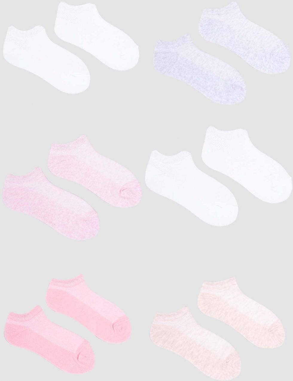 Yoclub Kids's Girls' Ankle Thin Cotton Socks Basic Plain Colours 6-pack SKS-0027G-0000