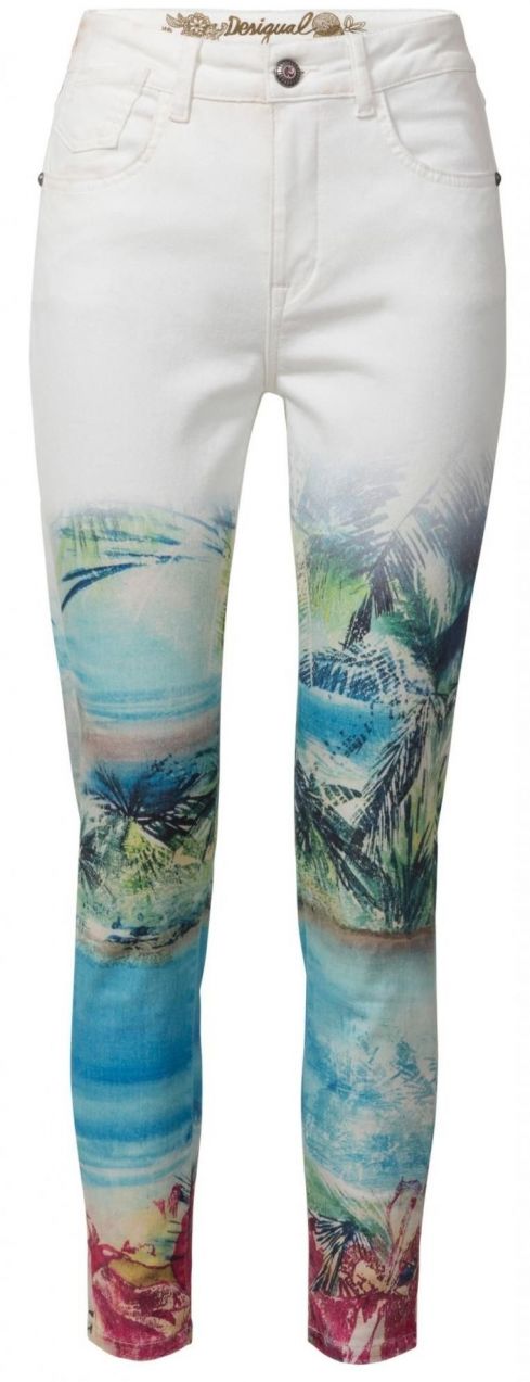 Desigual Jeansy Pant Juno White - ženy