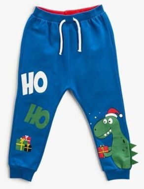 Koton Baby Boy Christmas Theme with Dinosaur Print Tie Waist Jogger Sweatpants 3wmb4