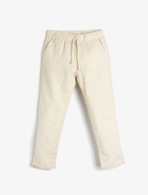 Koton Linen Pants with Tie Waist, Pockets, Comfortable Cut.