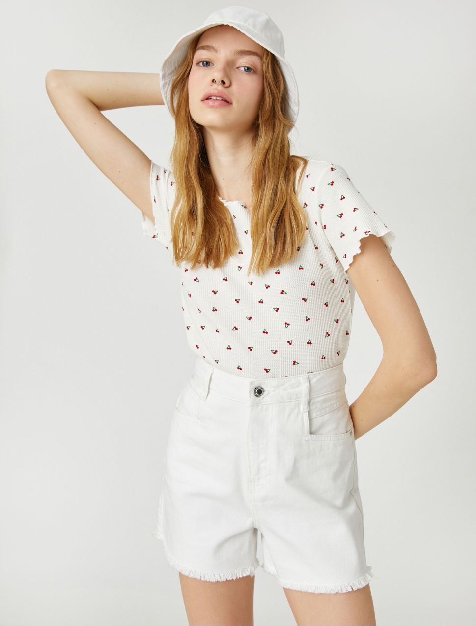 Koton Crop Tričko Krátke Rukávy Okrúhly Výstrih Minimalistická Potlač