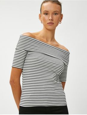 Koton Off Shoulder T-Shirt Short Sleeve Slim Fit