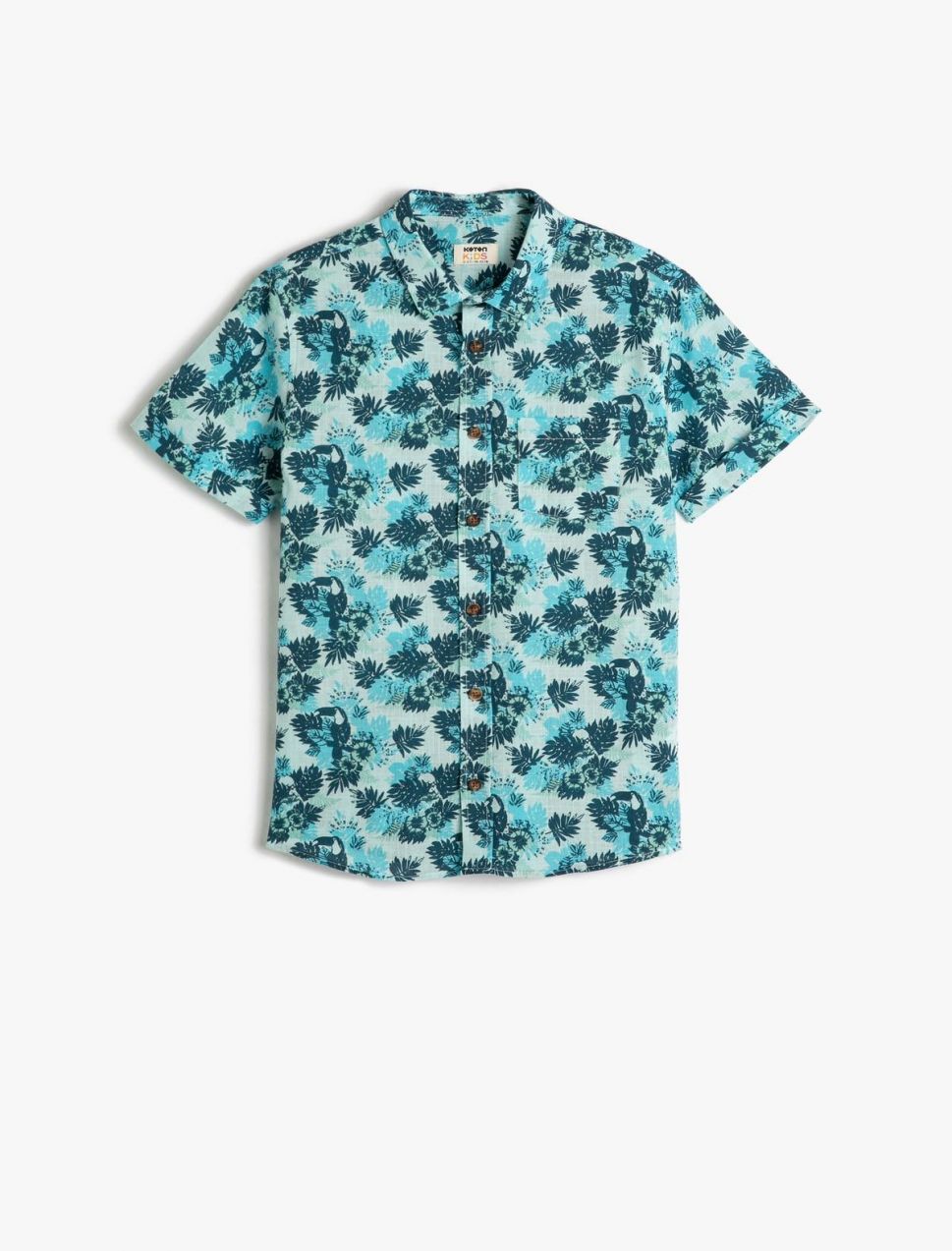 Koton Floral Patterned Short Sleeve Cotton Shirt