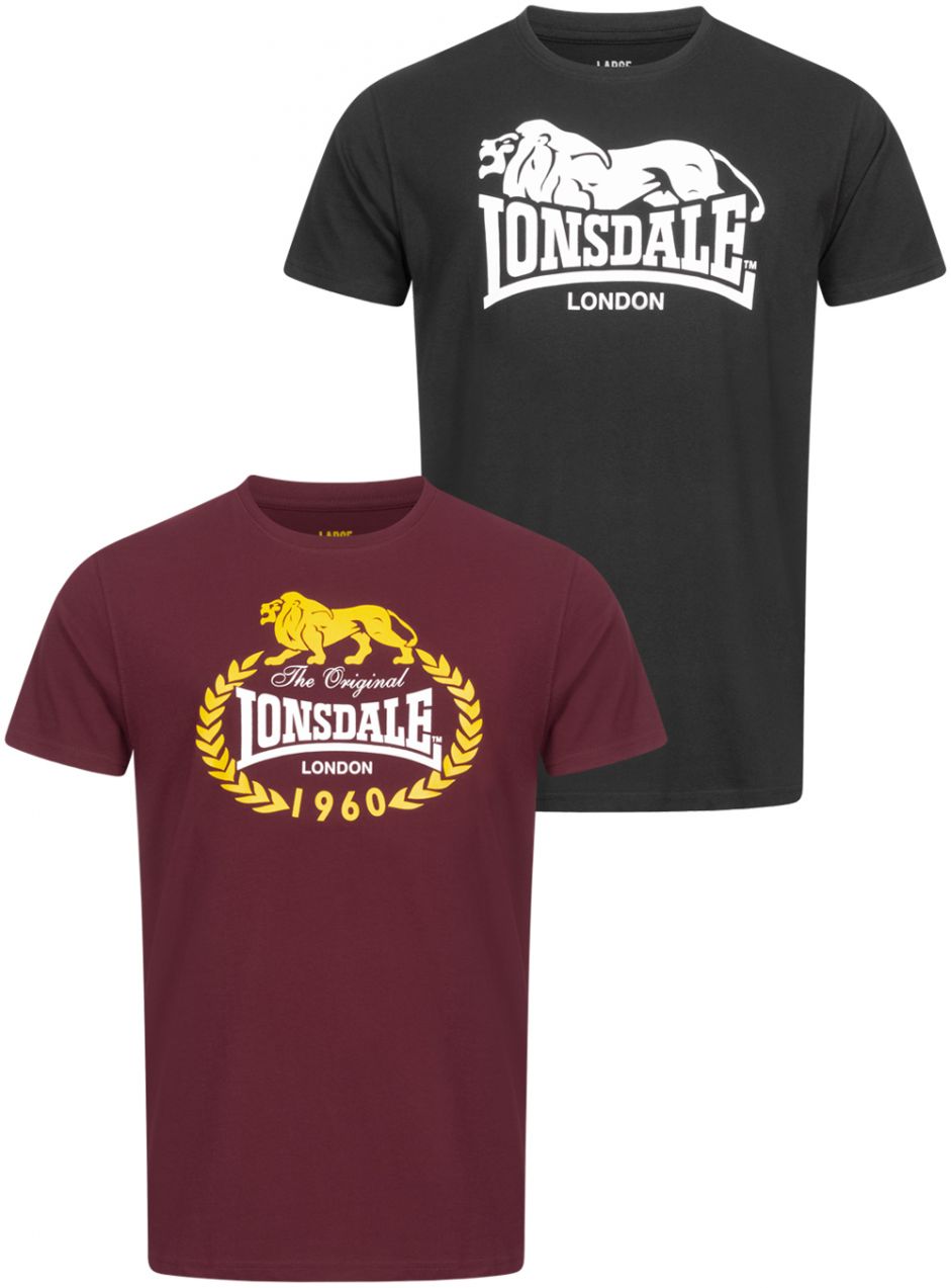 Pánske tričká Lonsdale 117433-Black/Oxblood