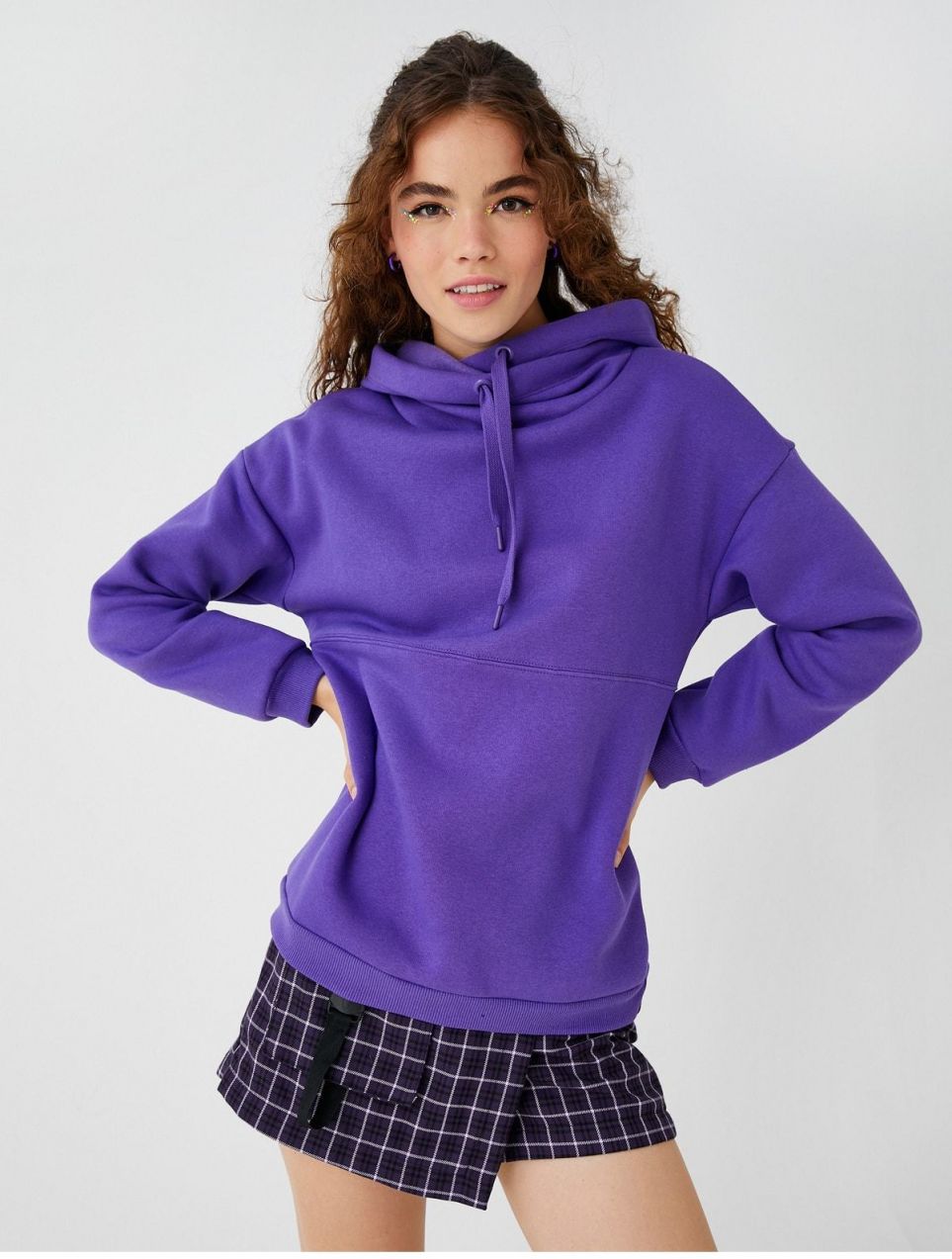 Koton Oversize Mikina s Kapucňou Základná Fleece Vnútorná