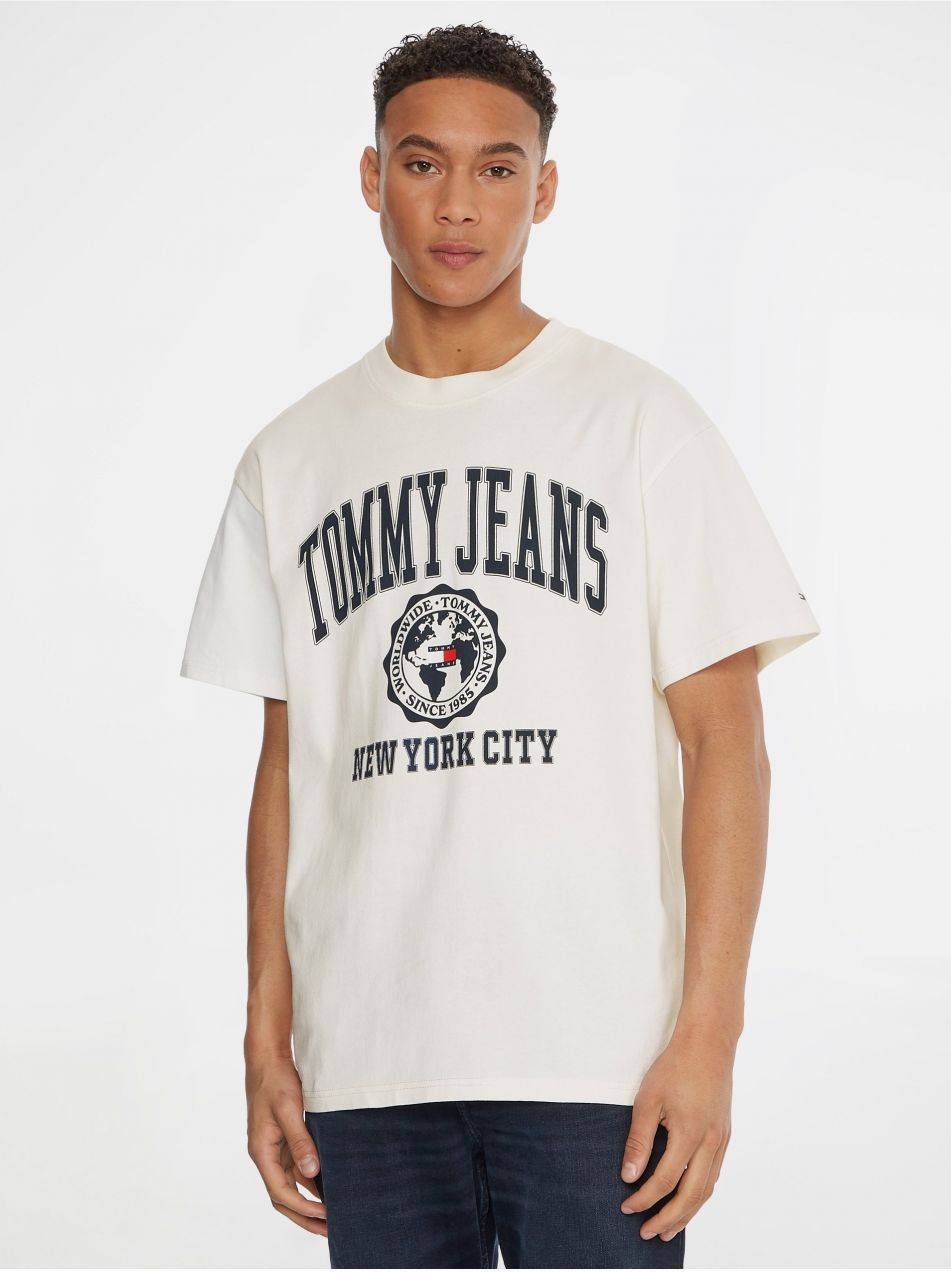 Tommy Jeans Tričko - TJM COLLEGE LOGO TEE biele