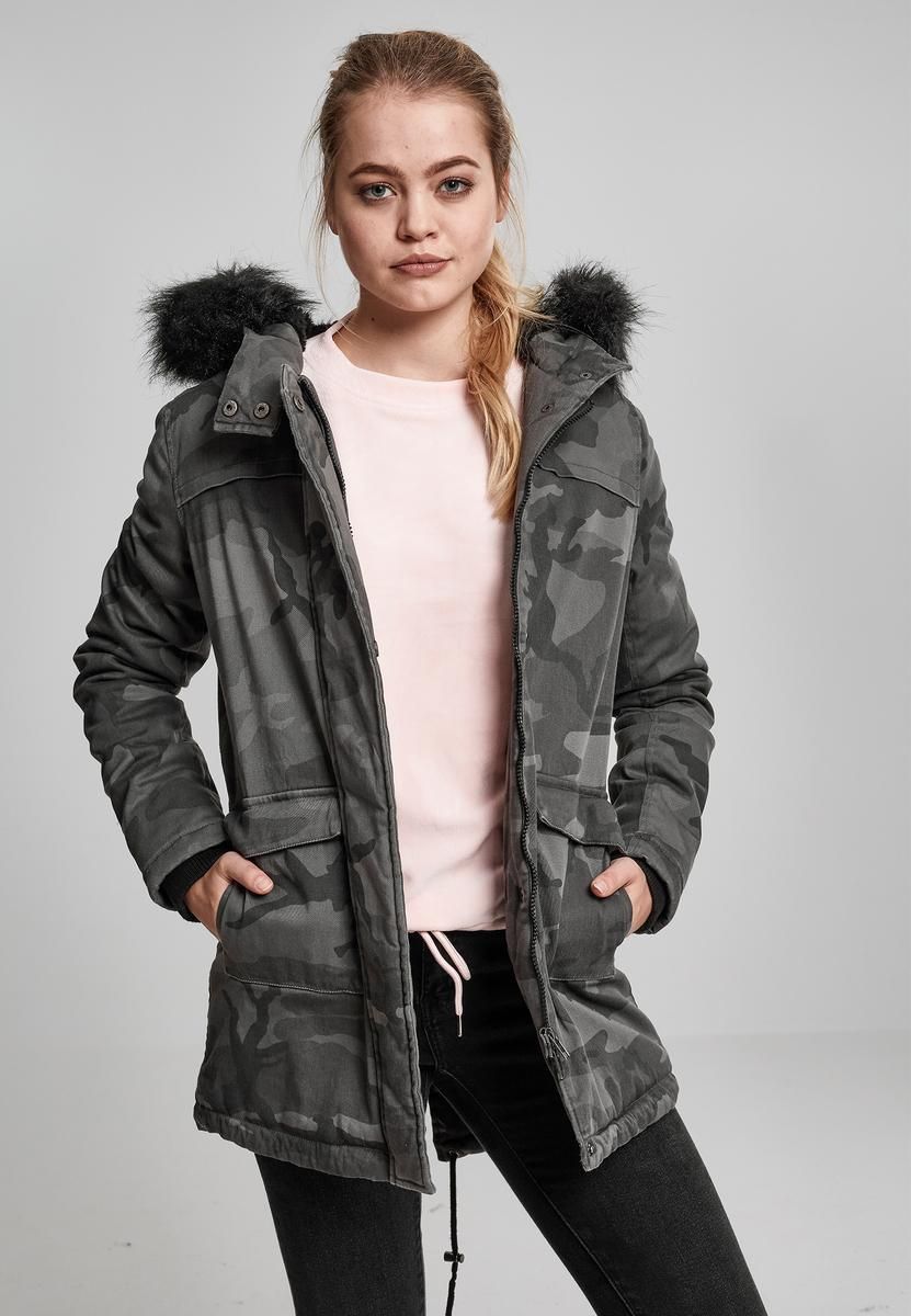 Dámy Overdyed Camo Parka tmavá kamufláž