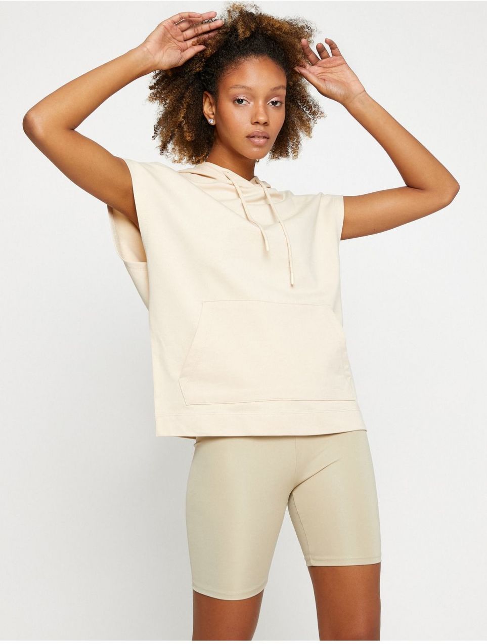 Koton Short Sleeve Sweatshirt Hooded Cotton