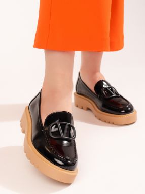 Classic women's platform loafers black Vinceza