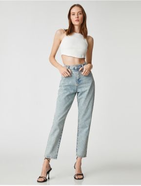 Koton džínsy s vysokým pásom. Uvoľnený strih, mierne chudé nohy - Mom Jeans