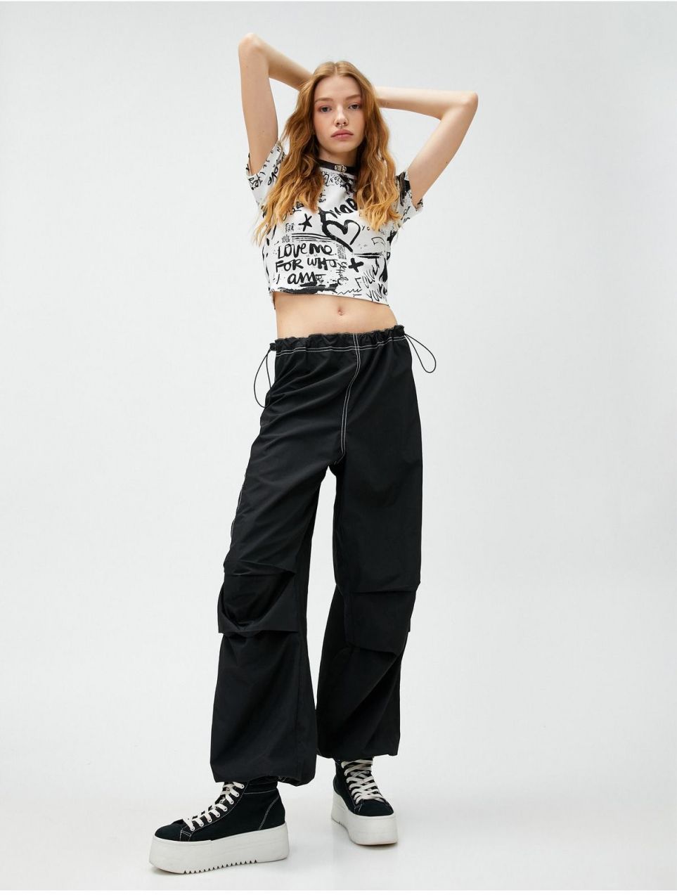 Koton Parachute Trousers Pocket Detailed Waist Elastic Zippered