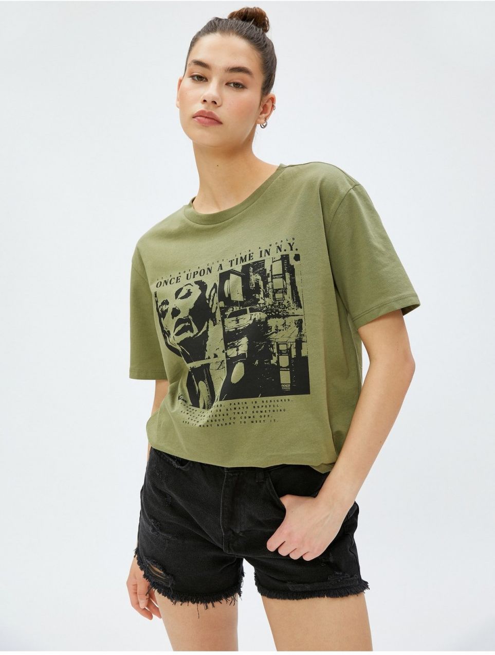 Koton Printed T-Shirt Crew Neck Short Sleeve Cotton