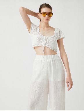 Koton Crop Athlete Knit with Lacing Detail