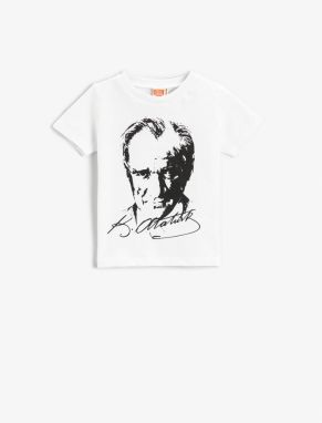 Koton Ataturk Printed T-Shirt Short Sleeved Cotton