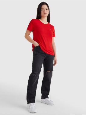 Červené dámske základné tričko Tommy Jeans - Ženy