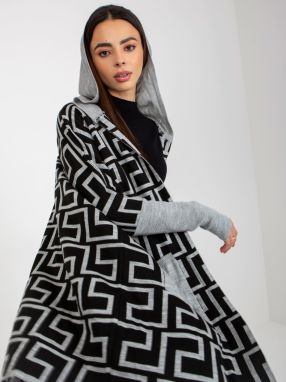 Grey-black patterned cardigan with pockets