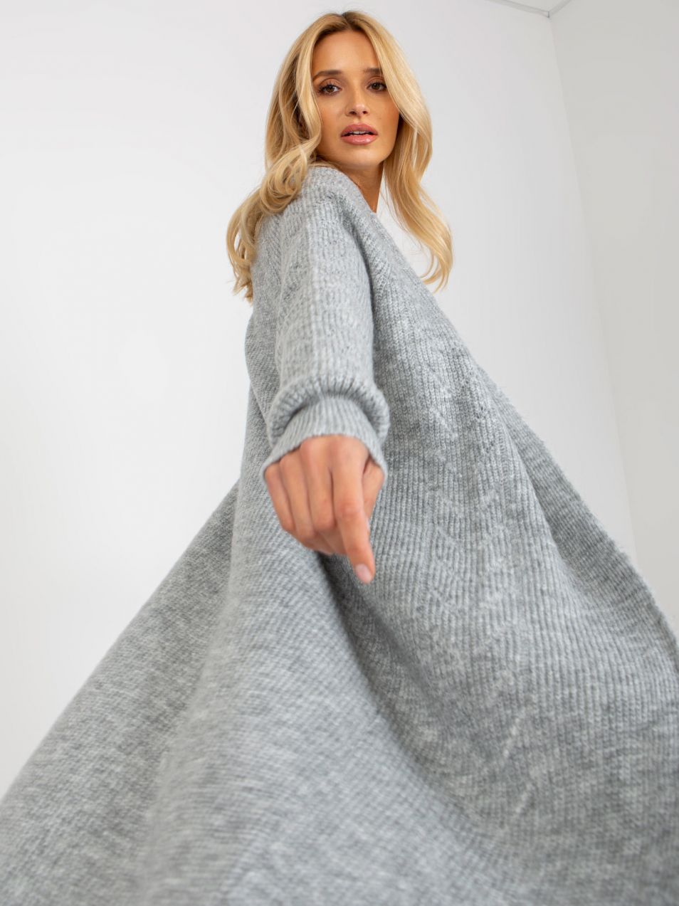 Grey women's knitted cardigan