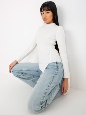 Asymmetrical striped sweater Ecru fitted